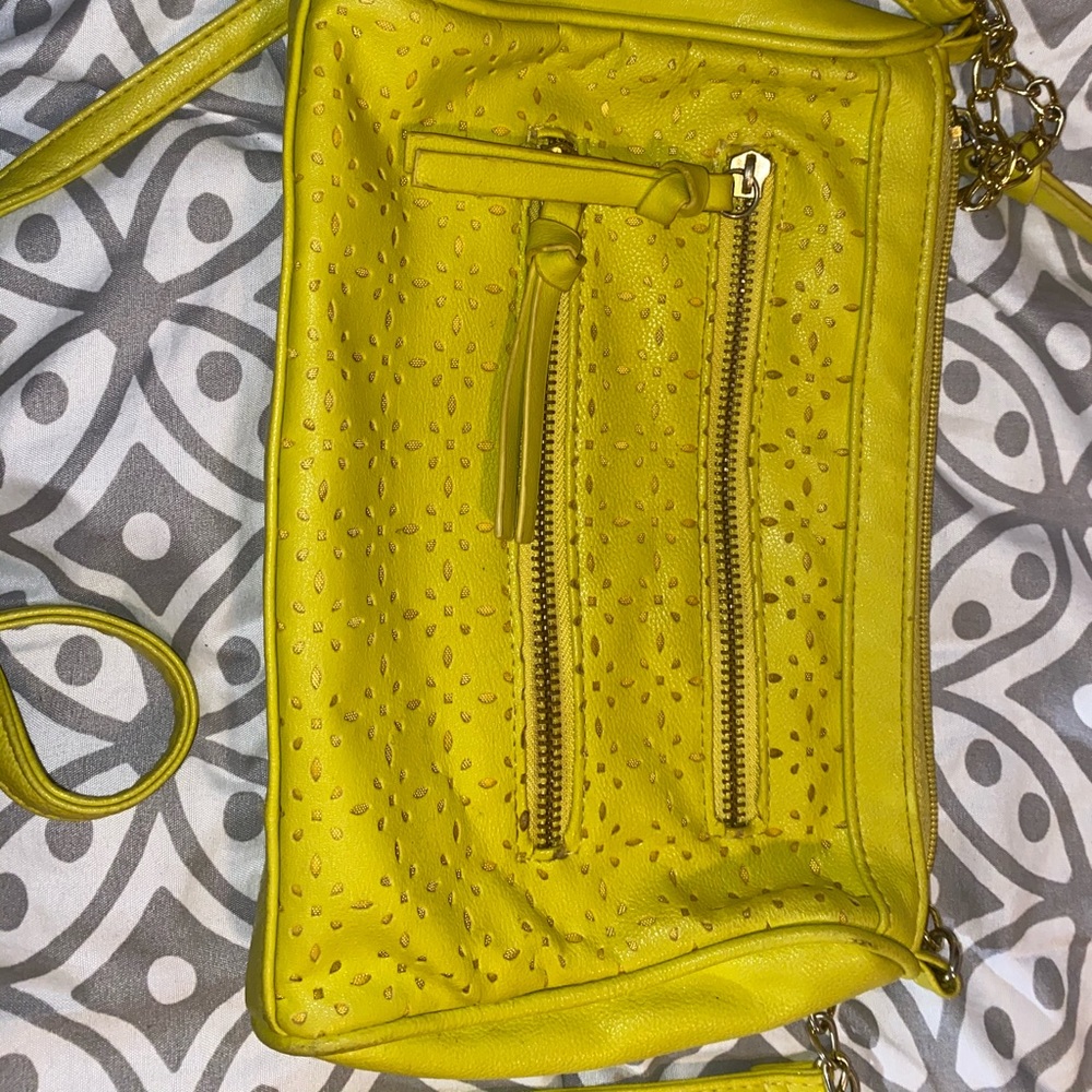 Yellow cross body bag